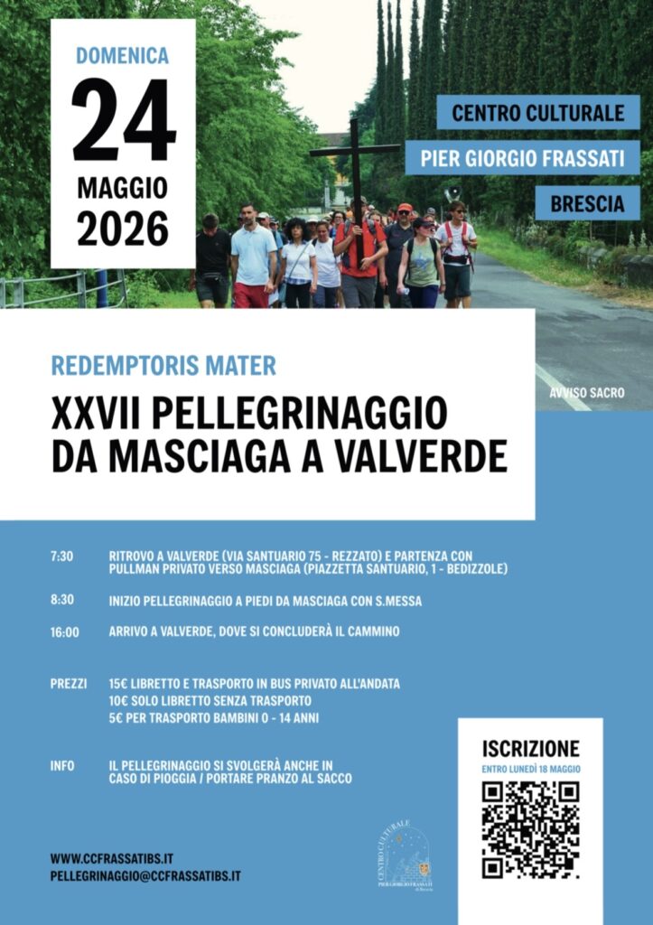 Locandina del XXVII pellegrinaggio Redemptoris Mater da Masciaga a Valverde, domenica 24 maggio 2026