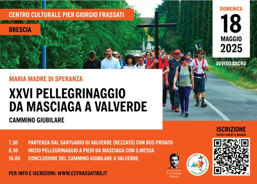 Locandina del XXVI pellegrinaggio giubilare da Masciaga a Valverde, domenica 18 maggio 2025