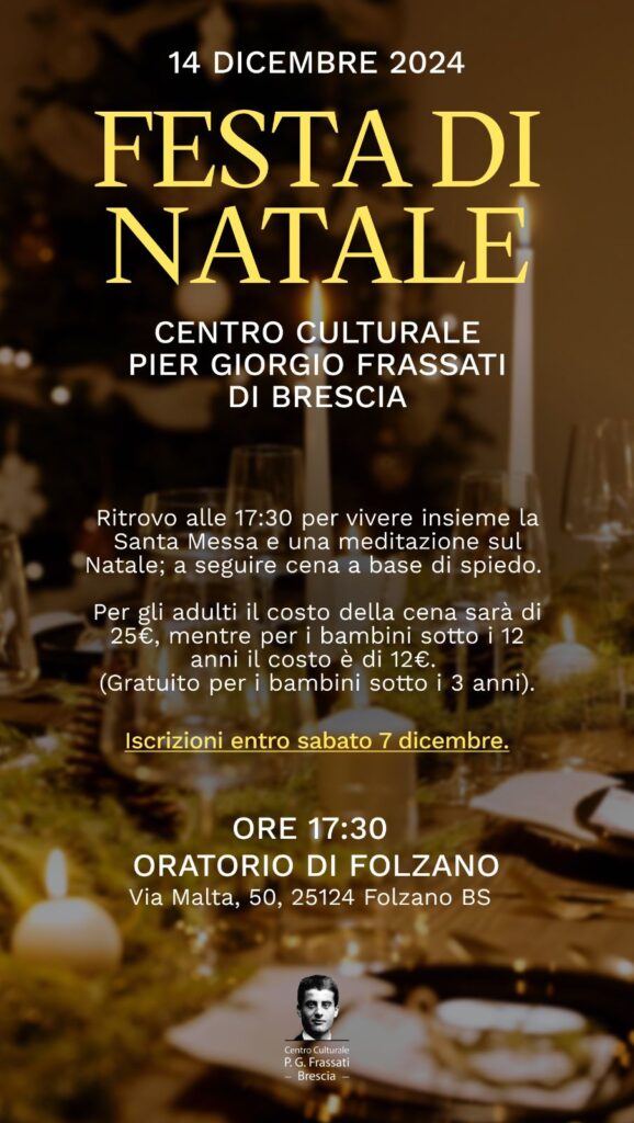 Locandina della Festa di Natale del Centro Culturale, sabato 14 dicembre 2024 all'Oratorio di Folzano